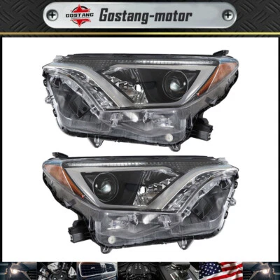 For Toyota Rav4 2016-2018 LH + RH Side Headlights Headlamps Halogen Set Black - Image 1 of 4