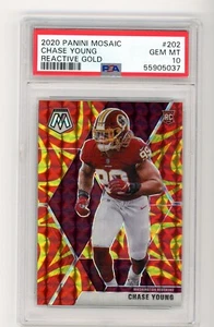 2020 PANINI MOSAIC REACTIVE GOLD #202 CHASE YOUNG ROOKIE RC PSA 10 GEM MINT - Picture 1 of 1