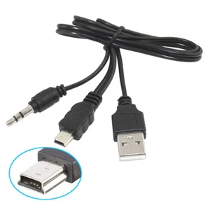 B92 Mini USB On 0 1/8in Jack Plug + USB 2.0 A Plug Audio Charging Cable 1 8/12ft - Picture 1 of 6