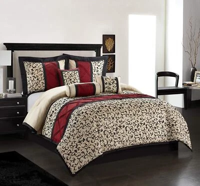 Juego de edredón Stratford Park eige negro 7 piezas tamaño king, moda ultra suave Foto 1 de 4