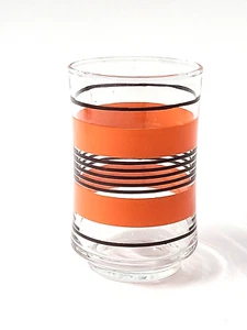 Anillos retro vintage Libbey Juice Glass MCM naranja y negro - Imagen 1 de 5