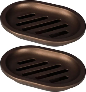 2 Pcs Soap Dish for Shower with Drip Tray Plastic Double Layer for Bathroom NEW - Picture 1 of 11