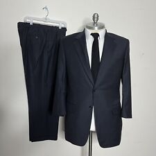 Samuelsohn Custom Suit Mens Blue Stripe H.Stockton Wool 44R 34W