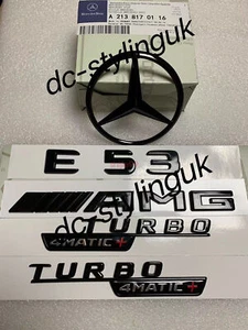 Gloss Black Rear Star Badge & Emblems for Mercedes E53 AMG W213 2016+ Saloon - Picture 1 of 1
