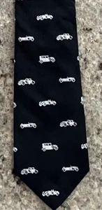 NEW Brooks Brothers Fleece Kids Boys Black 100% Silk Tie Vintage Cars 44" $45 - Picture 1 of 8