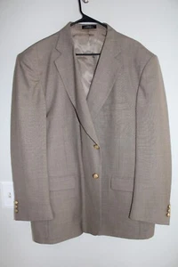 VTG BROWN STAFFORD WOOL BLEND GOLD METAL BUTTON BLAZER JACKET sz 46R sport coat - Picture 1 of 7