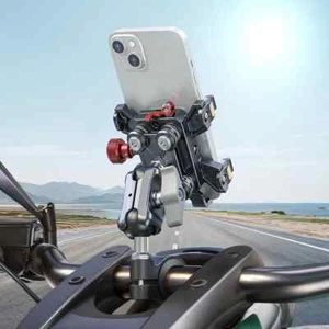 Metal Cell Phone Holder Bike Handlebar Clamp Mount Motorcycle Mobile Phone - Picture 1 of 28