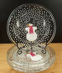 4 Arcoroc Snowman Salad/Snack Plates 8.5'' - Picture 1 of 11