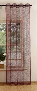 Gardine Netzvorhang mit Ösen einfarbig transparent  245x140 Bordeaux - Bild 1 von 8