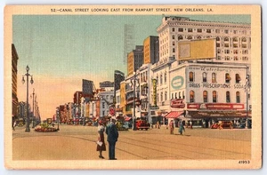 1941 Canal Street Nueva Orleans LA Lino Postal Rampart View Usado Mason 41953 - Imagen 1 de 2