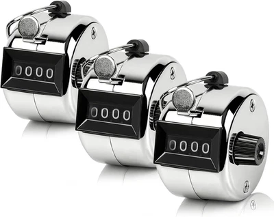Paquete de 3 contadores de clicker manual de metal de 4 dígitos para entrenamiento, tejido y más Foto 1 de 4