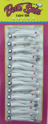 Tarjeta de 12 puntos blancos/rojos Betts 023ST-35N 1/8 OZ Beetle Spin 2" cola dividida Foto 1 de 2