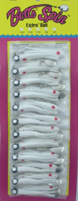 Betts 023st-35n 1/8 Oz Beetle Spin 2 Split Tail White/red Dot Card of 12 12575