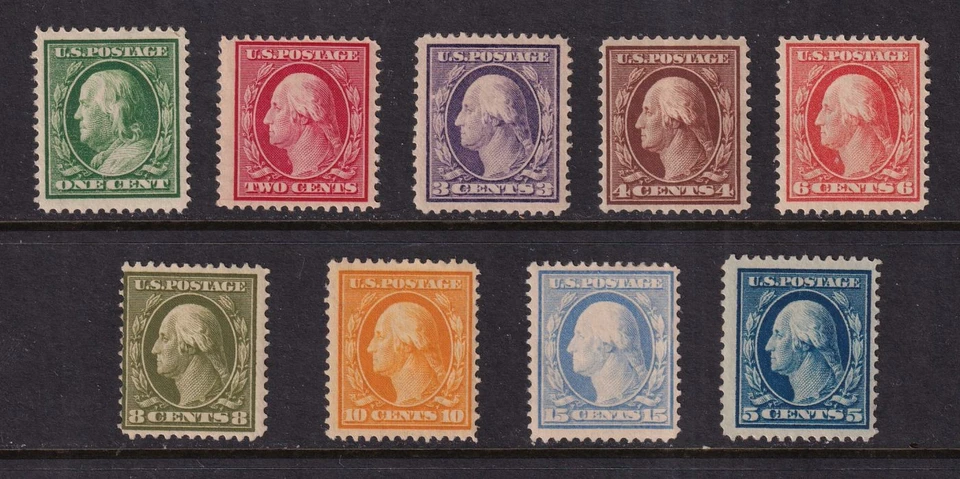 1910 Sc 374-382 set 1c to 15c MHR OG perf 12 wmk 190 CV $531.50 (9T - Image 1 of 1