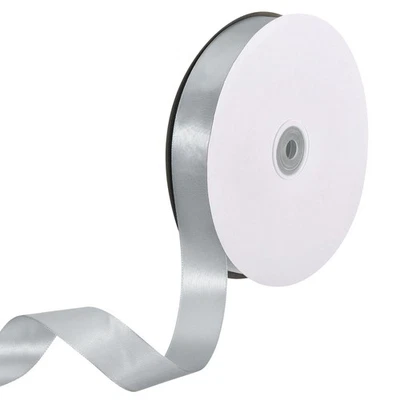 Satin Ribbon 1 Inch x 100 Yards Grey Single Face Polyester Satin Ribbon - Image 1 of 4