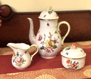 Herend "Blumenstrauß" BHR Mini Kaffeekanne, Zuckerdose & Sahnekännchen - Bild 1 von 15