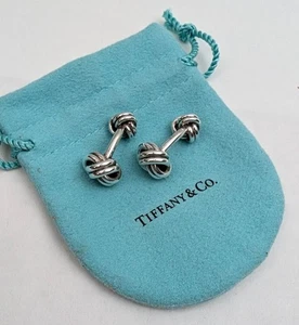 Tiffany & Co. Sterling Silver Twist Rope Knot Cuff Links Cufflinks - Picture 1 of 3