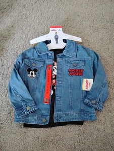 Disney Mickey Boys or Girls Denim Jacket and Tee T-shirt Set 3T to 6 Multiple Sz - Picture 1 of 2