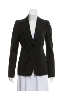 GUCCI SIGNATURE UNIFORM BLACK WOOL STRUCTURED JACKET BLAZER SIZE 44/8 - Picture 1 of 4