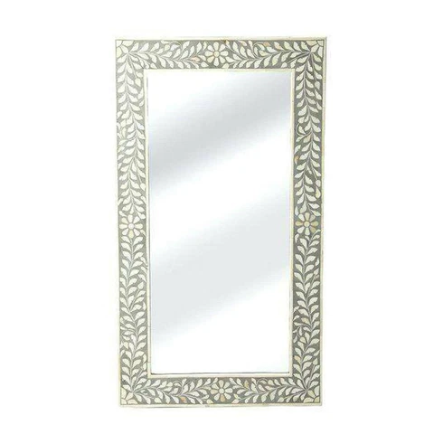 Handmade Bone Inlay Wooden Modern Flower Pattern Mirror Frame Furniture Cover