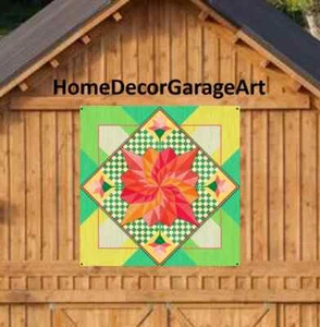 Barn Quilt Metal Sign, Spring Flowers III, Pennsylvania Dutch Amish Design - Picture 1 of 8