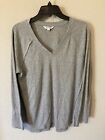 Wildfox Haley Brushed Top Ribbed Long Sleeve V-Neck Thermal Size Large Gray