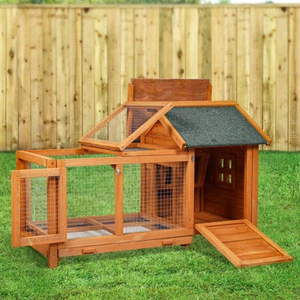 Pawz Rabbit Hutch Chicken Coop Large Wooden House Run Patio Cage Box Outdoor - Picture 1 of 12