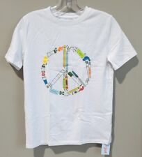 Cat & Jack Youth Unisex Size Large 12/14 White Art Supplies Peace Sign Shape Tee