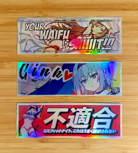 3x Large Reflective JDM Anime Girl Slap Sticker Pack for Drift Car Phone Laptop - Picture 1 of 4