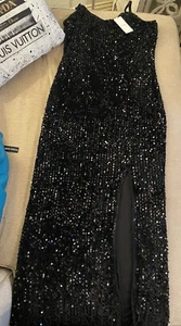 Simplee Women's Sexy V Neck Bodycon Sequin Gown Evening Dress with Slit Size L - Picture 1 of 3