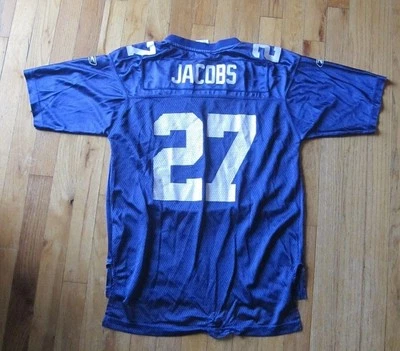 Camiseta Reebok NY Giants Brandon Jacobs #27 azul infantil tamanho (L) com frete grátis - Imagem 1 de 4