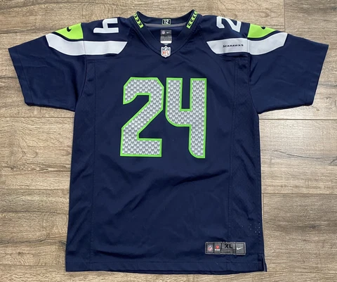 Seattle Seahawks Marshawn Lynch #24 Blue Nike NFL Football Youth XL 18-20 Jersey Cover