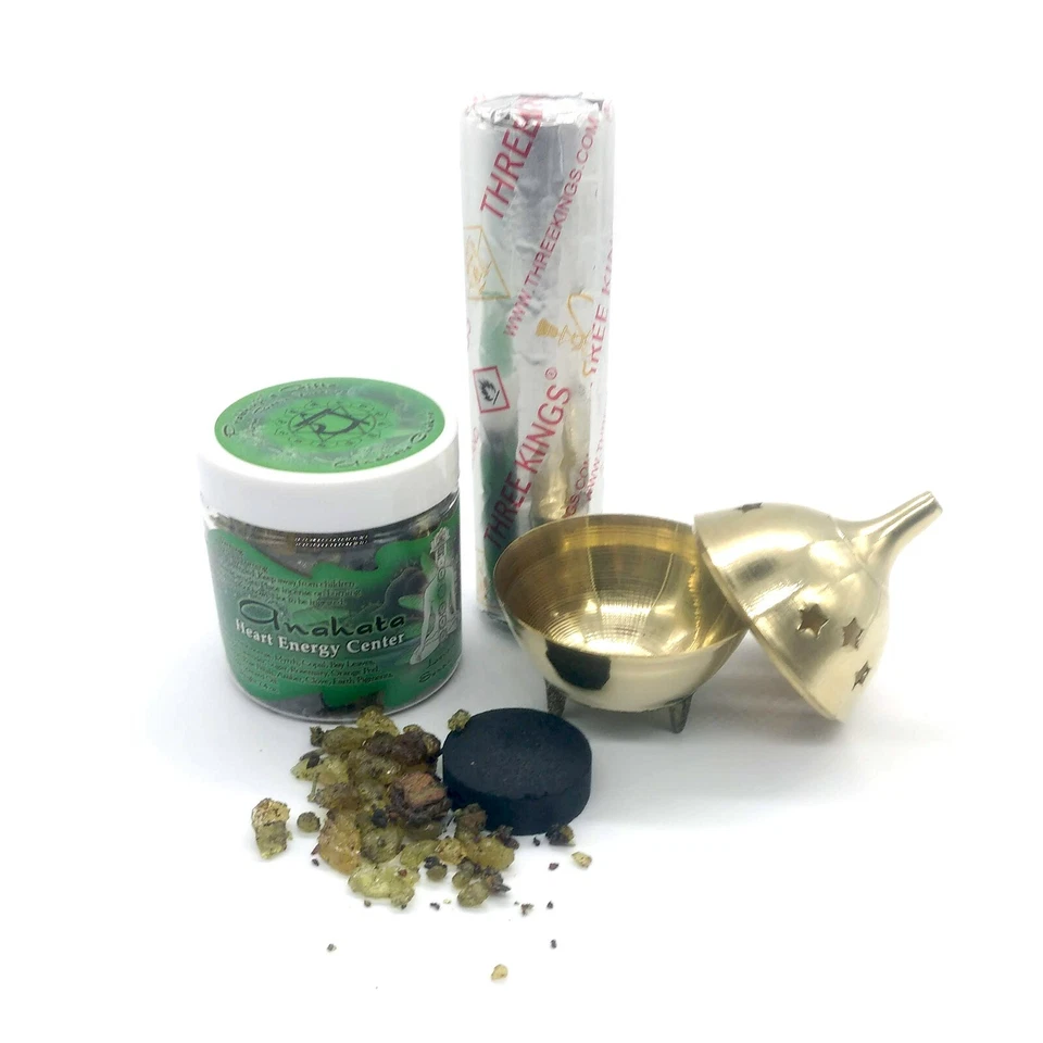 Resin Incense Burner Charcoal Combo Pack Heart Chakra Anahata Love Sensitivity - Image 1 of 4
