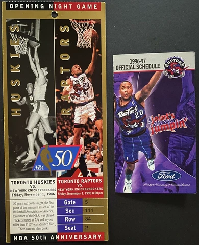 50th NBA Anniversary Toronto Raptors Full Ticket and Schedule 1996-97 Basketball Cover