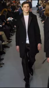 Cappotto smoking vintage HELMUT LANG archivio cotone nero pelle di talpa tg 42 52 Italia raro - Foto 1 di 24