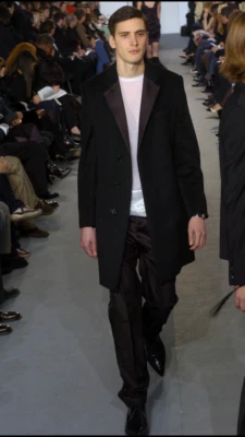 Abrigo Esmoquin Vintage Helmut Lang Archivo Negro Moleskin Talla 42 52 Italia Raro Foto 1 de 4