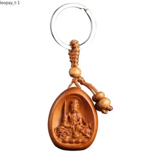 Chinese Peach Wood Carved The Patron Saint of The Zodiac Manjusri Bodhisattva - Picture 1 of 4