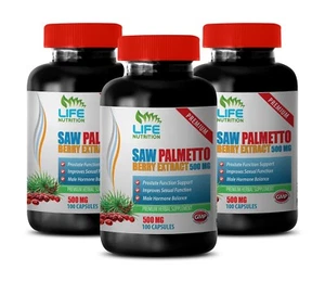 saw palmetto capsules - Saw Palmetto Berry 500mg - testosterone pills 3 Bottles - Picture 1 of 9