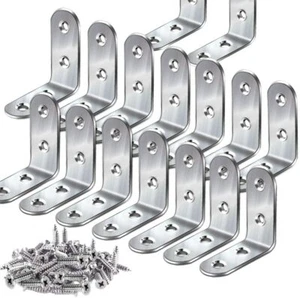 40mm*40mm Stainless Steel L Bracket, Corner Brace, 16 Pieces with Screws - Picture 1 of 5