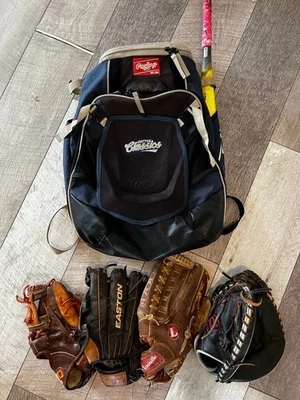 Easton Hype Fire Bat con mochila y guantes Rawlings - Lote completo Foto 1 de 4
