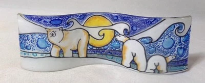 Pisapapeles arte arte vidrio fundido onda oso polar artes y manualidades Foto 1 de 4