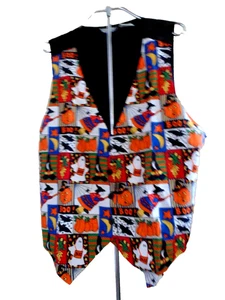 BASIC EDITIONS plus Unisex SZ 1X Halloween 4 Button V-Neck Vest Multicolor - Picture 1 of 4