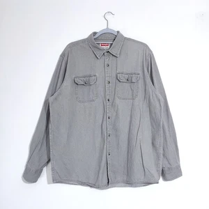 Camisa de mezclilla Wrangler para hombre XL gris vintage vaquero occidental ropa de trabajo con botones - Imagen 1 de 11