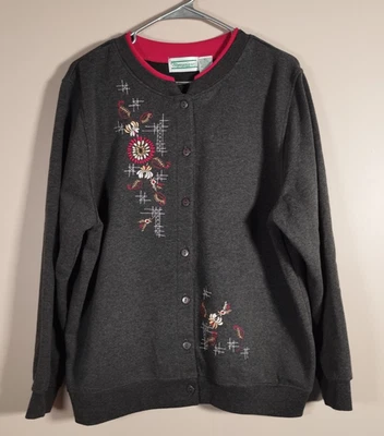 Cárdigan Shenanigans para mujer bordado con botones talla XL vacaciones Grannycore Foto 1 de 4