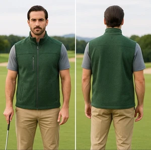 Johnnie O Wes Vest Mens XL Green Wake Full Zip Pockets Lined Casual Outdoor BE - Picture 1 of 10