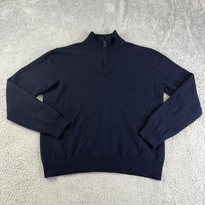 Suéter Charles Tyrwhitt Hombre Grande Azul Marino Cachemira 1/2 Cremallera Silencioso Lujo Minimalista Foto 1 de 4