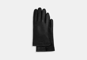 COACH CV864 Women's Black Leather Tech Gloves NEW SIZE LARGE NWT - Picture 1 of 2