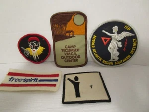 Vintage Lot 5 Embroidered Patches Camp Techumseh YMCA, Free Spirit, Confucius - Picture 1 of 6