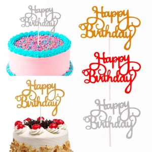 15 PCS Glitter Paper Happy Birthday Cake Topper Cupcake Dessert Decor Supplies - Picture 1 of 7