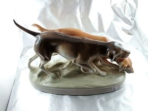 Grosses Porzellanfiguren Jagdhund Paar Royal Dux Top erhalten - Bild 1 von 6